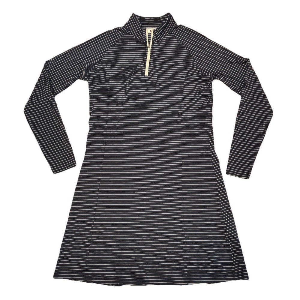 FootJoy FJ Women's Golf Dress Quarter Zip Navy White Stripe Size Small